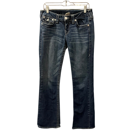 True Religion Becky Bootcut Low Rise Flap Pocket Embroidered Jeans Size 30 Denim - Picture 1 of 6